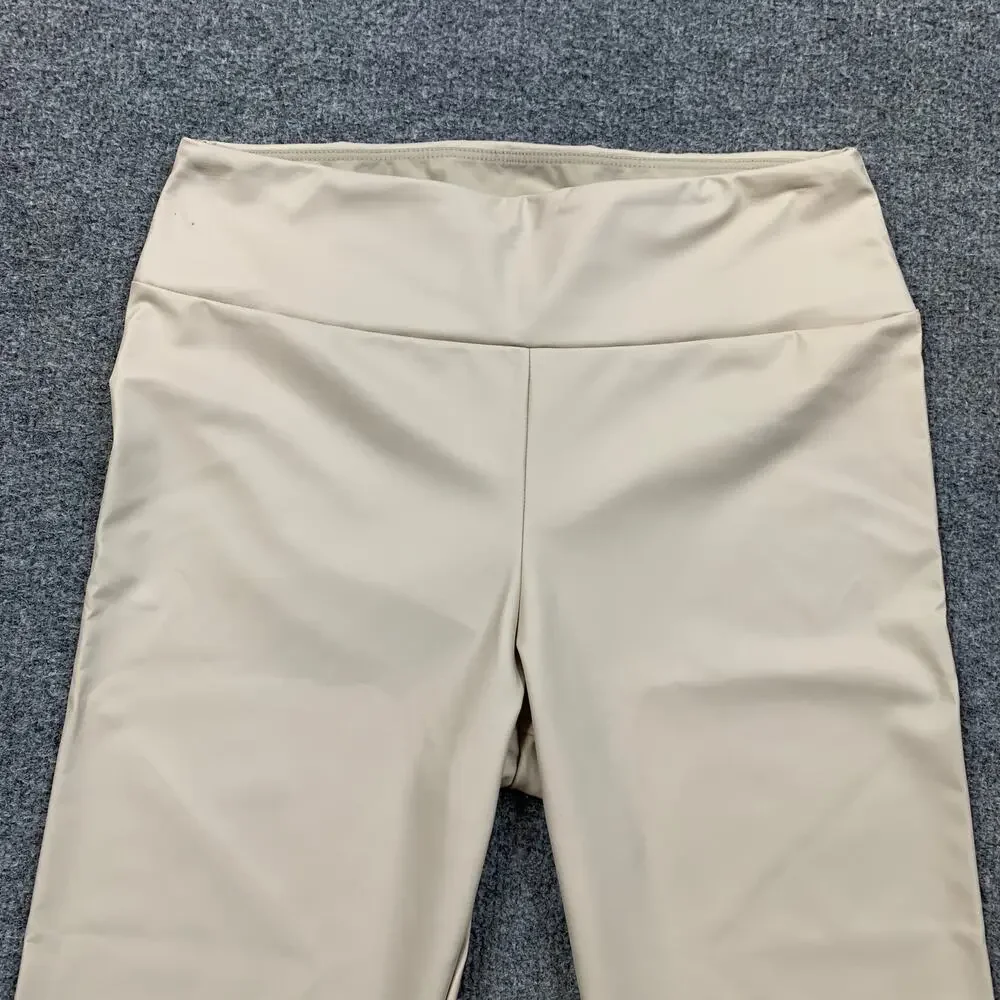 Calzedonia Leggings Womens S Small Cream Faux Leather High Waisted Crop Pull On